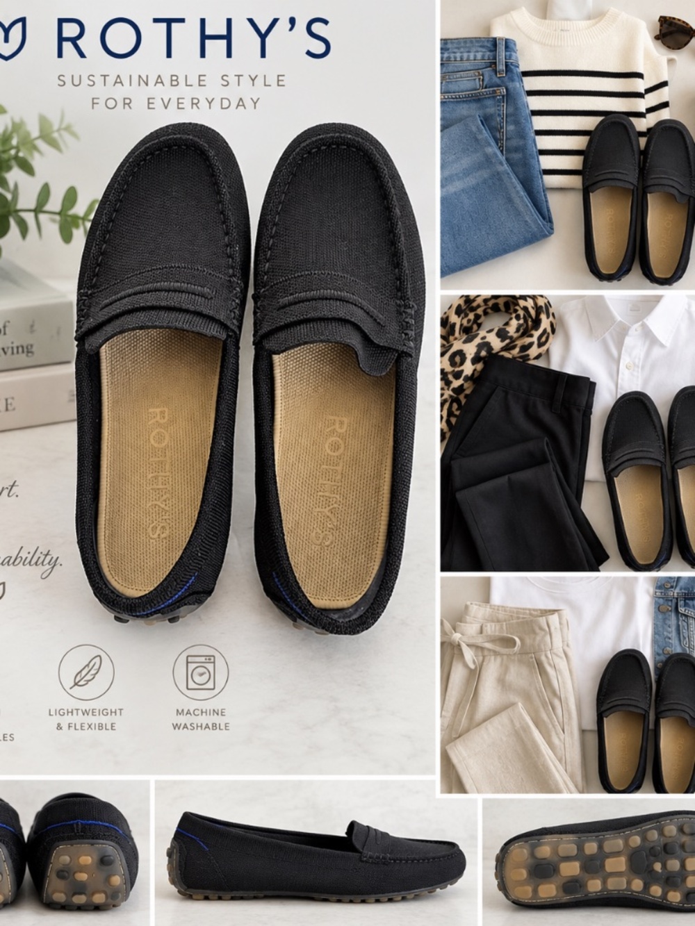 Rothy’s Women’s The Daily Driver Loafer Black Size 8.5